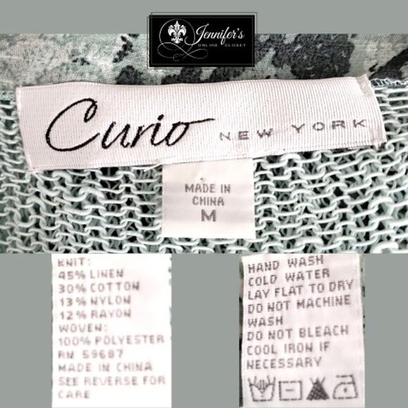 3/$25 Anthropologie Curio NY Mint Green Snakeskin Open Weave Knit Cardigan Med. - Picture 6 of 8